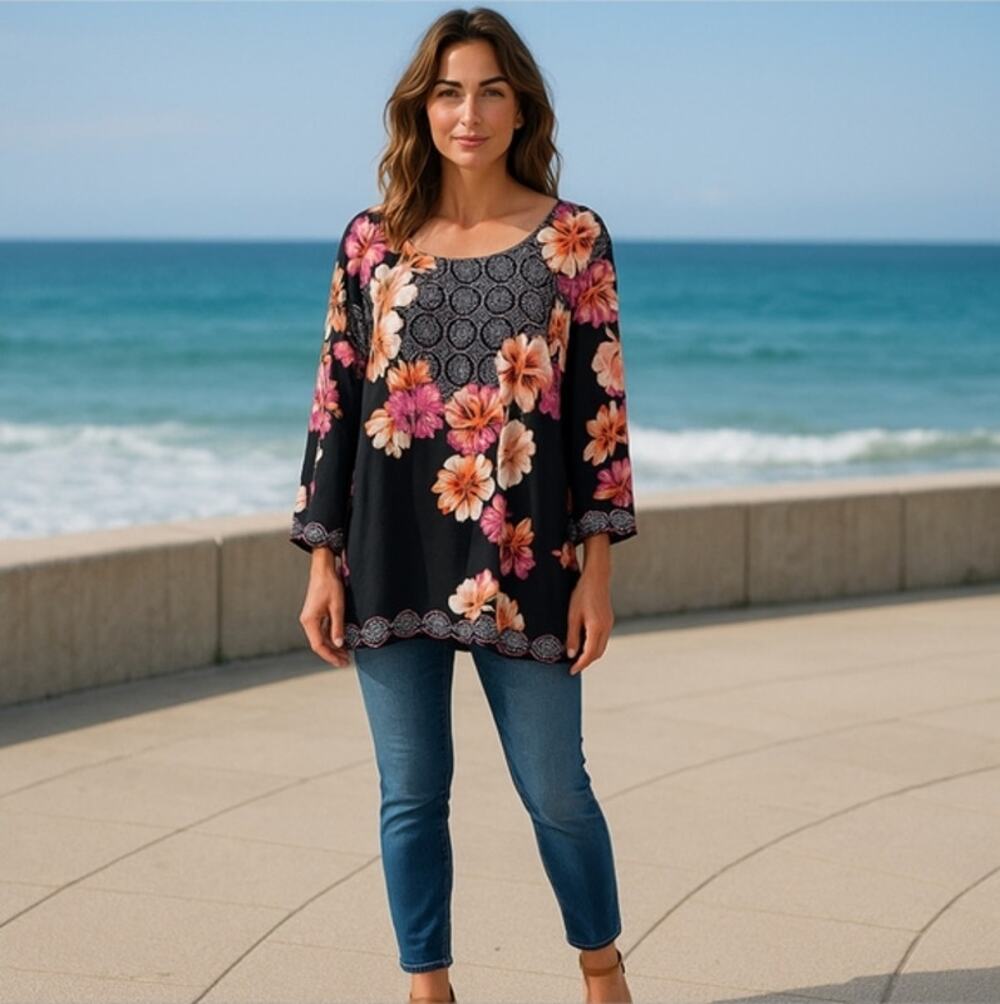 Gorgeous JM Collection Floral Tunic Size XL